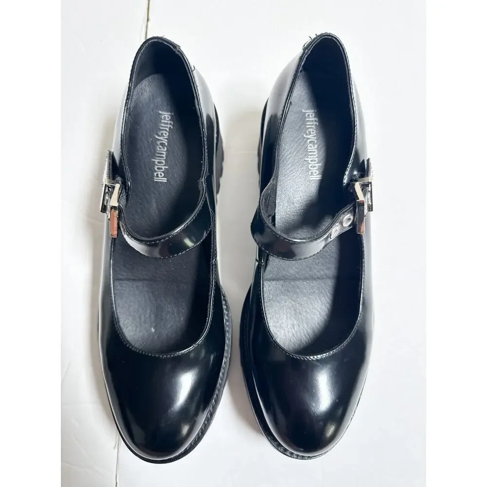 Jeffrey Campbell Black Patent Mary Jane Platform Lug Soles